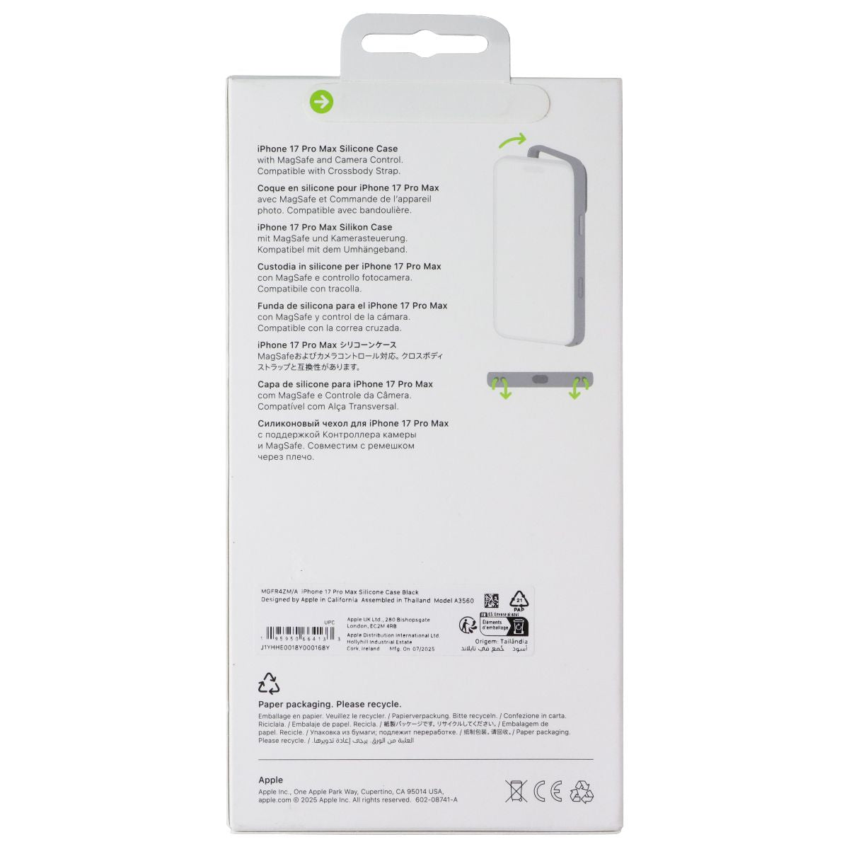 Apple Official Silicone Case for MagSafe for iPhone 17 Pro Max - Black