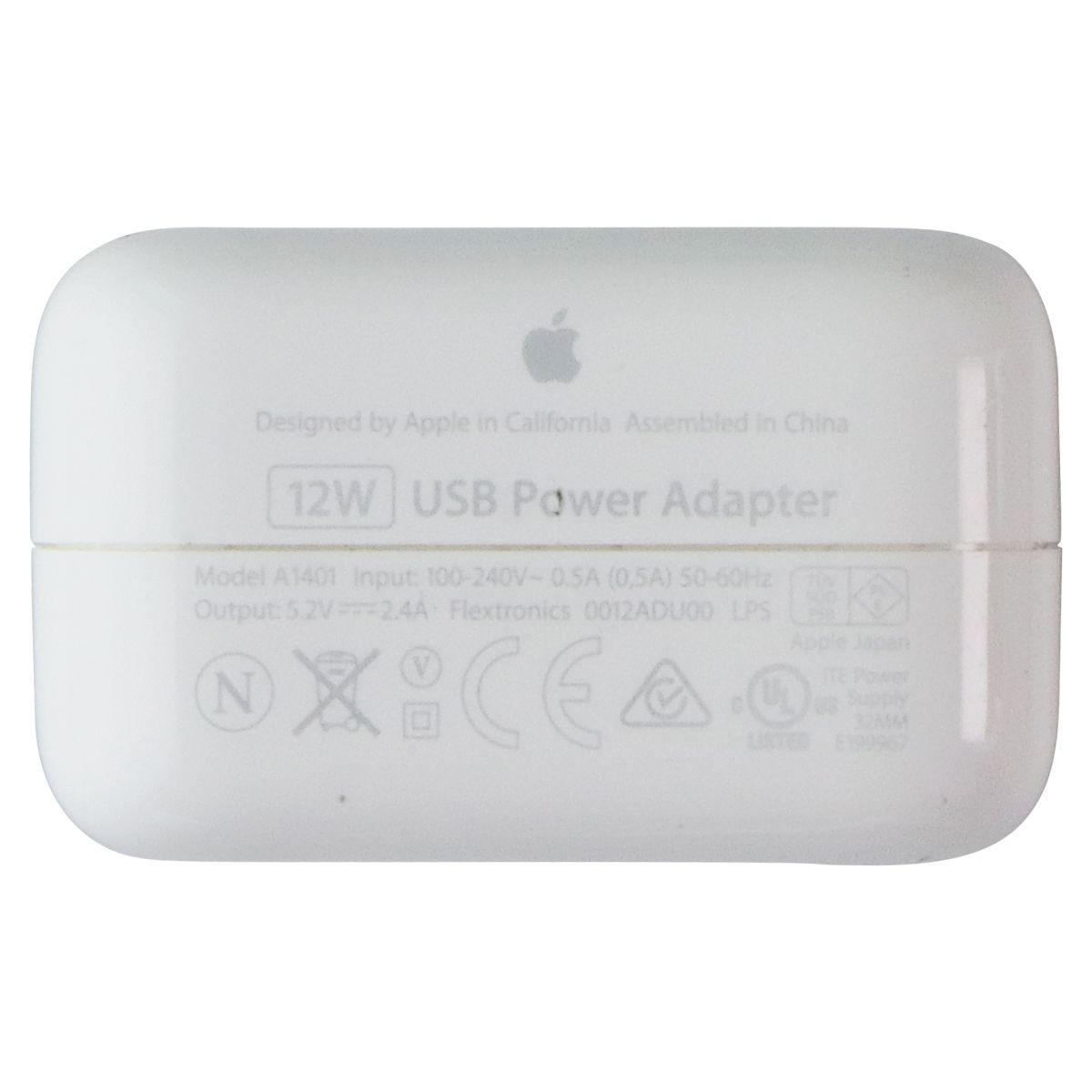 Apple 12W USB Wall Charger with (6-foot) 3-Prong Power Cord - White (A1401) Cell Phone - Chargers & Cradles Apple - Simple Cell Bulk Wholesale Pricing - USA Seller