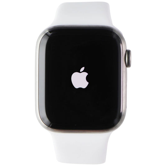 Apple Watch Series 7 (A2477) (GPS+LTE) 45mm - Titanium/White Sport Band Smart Watches Apple    - Simple Cell Bulk Wholesale Pricing - USA Seller