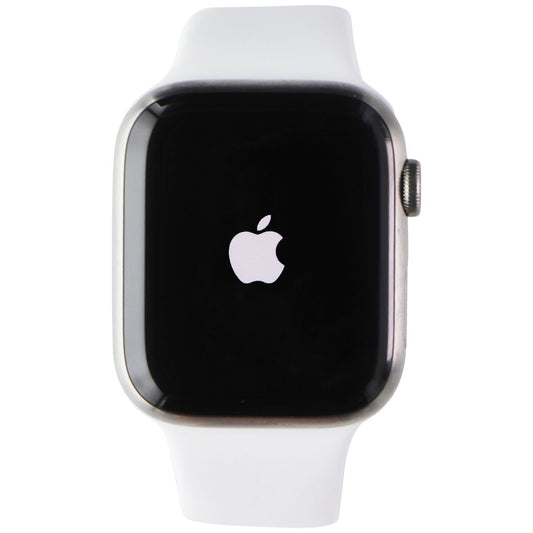 Apple Watch Series 7 (A2477) (GPS+LTE) 45mm - Titanium/White Sport Band Smart Watches Apple - Simple Cell Bulk Wholesale Pricing - USA Seller