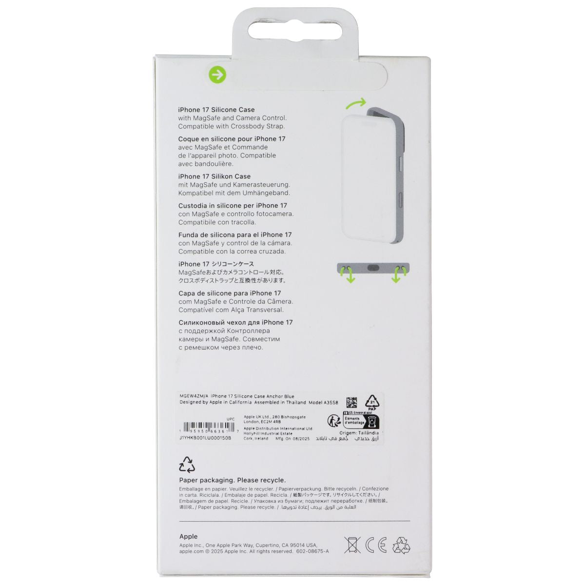 Apple Official Silicone Case for MagSafe for iPhone 17 - Anchor Blue