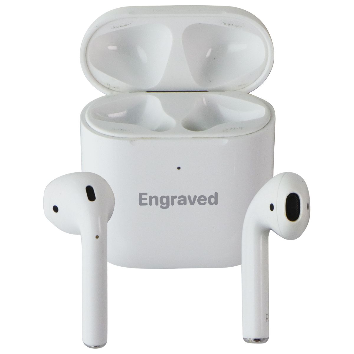 Apple AirPods (1st Gen) Headphones with Wireless Charging Case - White *ENGRAVED Portable Audio - Headphones Apple - Simple Cell Bulk Wholesale Pricing - USA Seller