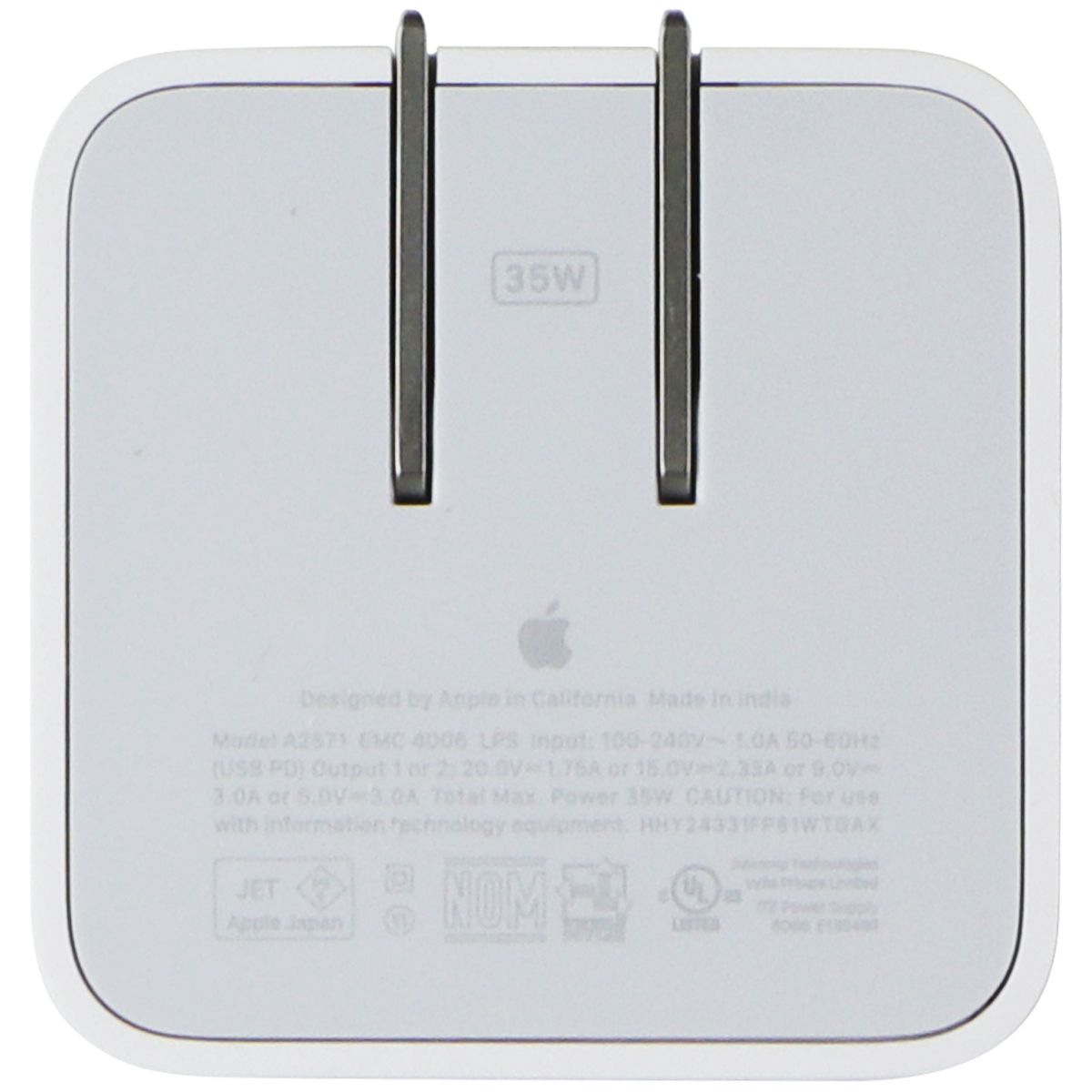 Apple Dual USB-C Port (35W) Compact Power Adapter - White (MNWM3AM/A) Cell Phone - Cables & Adapters Apple    - Simple Cell Bulk Wholesale Pricing - USA Seller