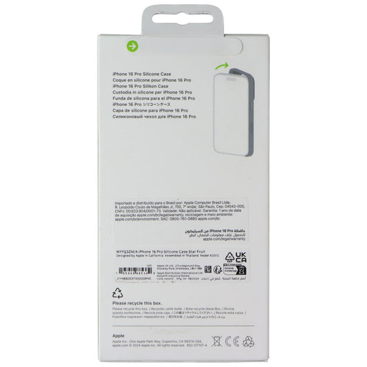 Apple Official Silicone Case for MagSafe for iPhone 16 Pro - Star Fruit Cell Phone - Cases, Covers & Skins Apple - Simple Cell Bulk Wholesale Pricing - USA Seller