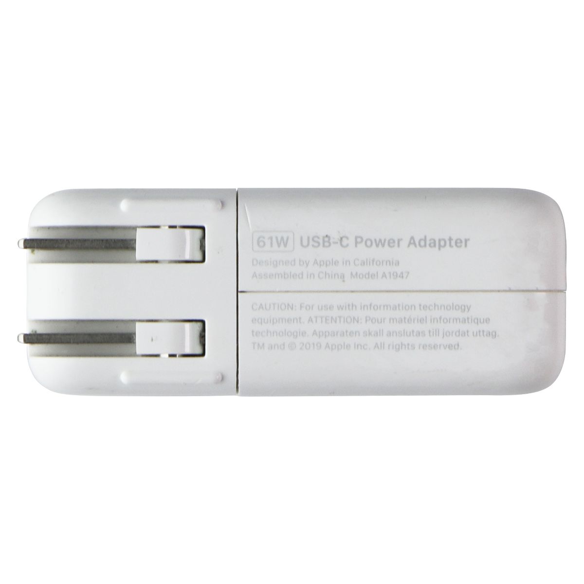 Apple (61W) USB-C Power Adapter with Power Cord - White (A1947) Computer Accessories - Laptop Power Adapters/Chargers Apple - Simple Cell Bulk Wholesale Pricing - USA Seller