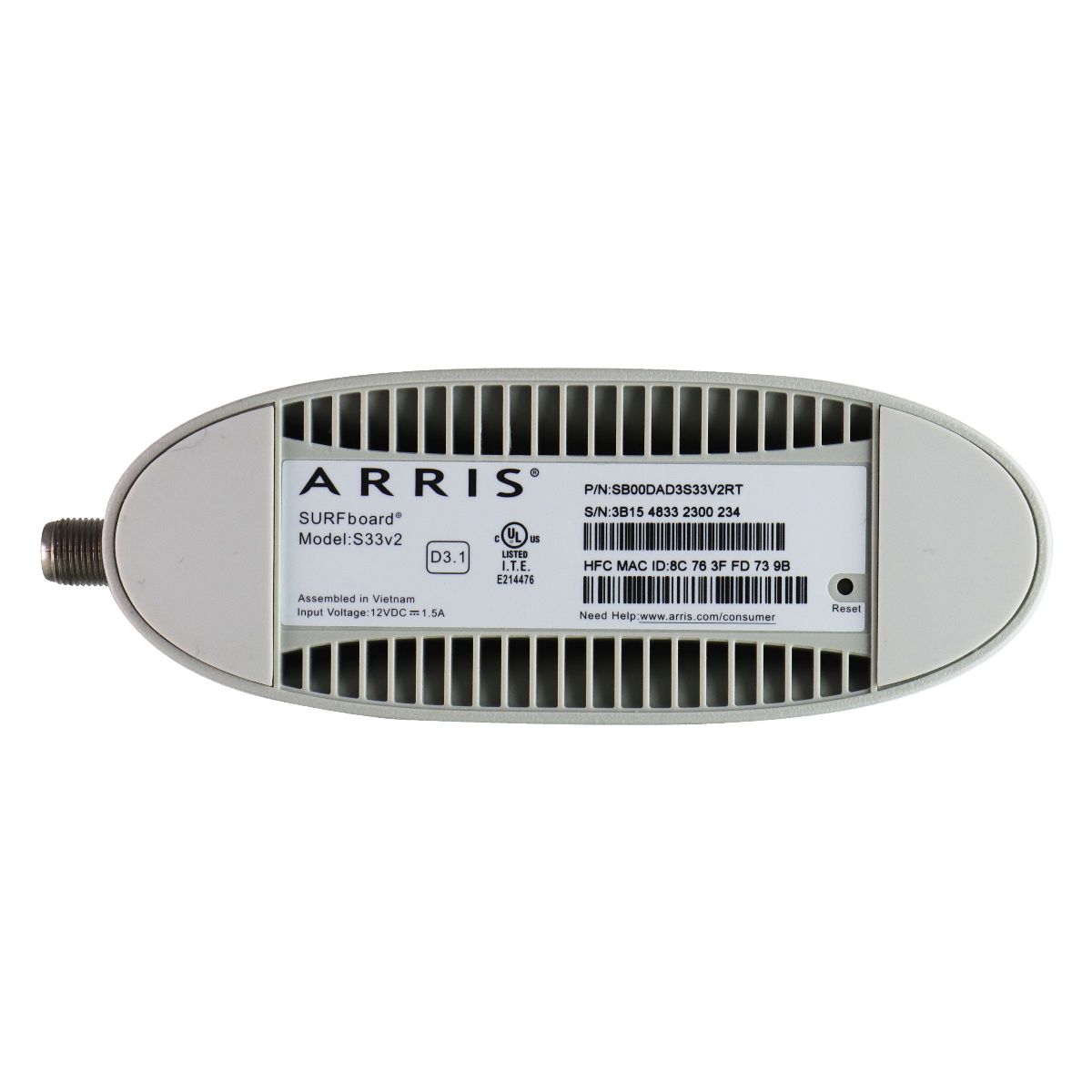 Arris Surfboard DOCSIS 3.1 Cable Modem (S33v2) - White Networking - Modems Arris - Simple Cell Bulk Wholesale Pricing - USA Seller