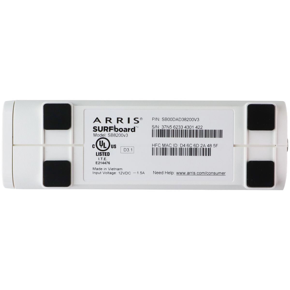 ARRIS Surfboard - Gigabit DOCSIS 3.1 Cable Modem (SB8200V3) - 2 Gbps Max Speed