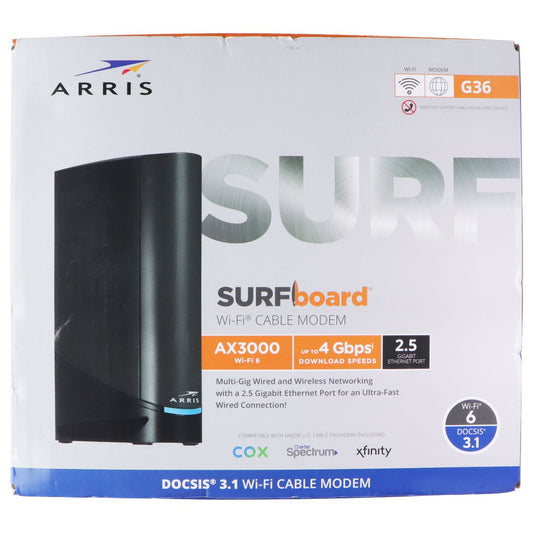 ARRIS (G36) SURFboard DOCSIS 3.1 Gigabit Modem & Wi-Fi 6 (AX3000) Router Combo Networking - Modem & Wi-Fi Router Combos Arris - Simple Cell Bulk Wholesale Pricing - USA Seller