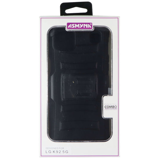 Asmyna Case + Holster Rugged Protector Cover Combo for LG K92 5G - Black Cell Phone - Cases, Covers & Skins Asmyna - Simple Cell Bulk Wholesale Pricing - USA Seller