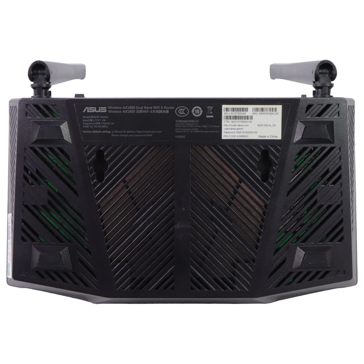 ASUS RT-AX56U AX1800 WiFi 6 Dual-Band WiFi Router - Black Networking - Wireless Wi-Fi Routers ASUS - Simple Cell Bulk Wholesale Pricing - USA Seller