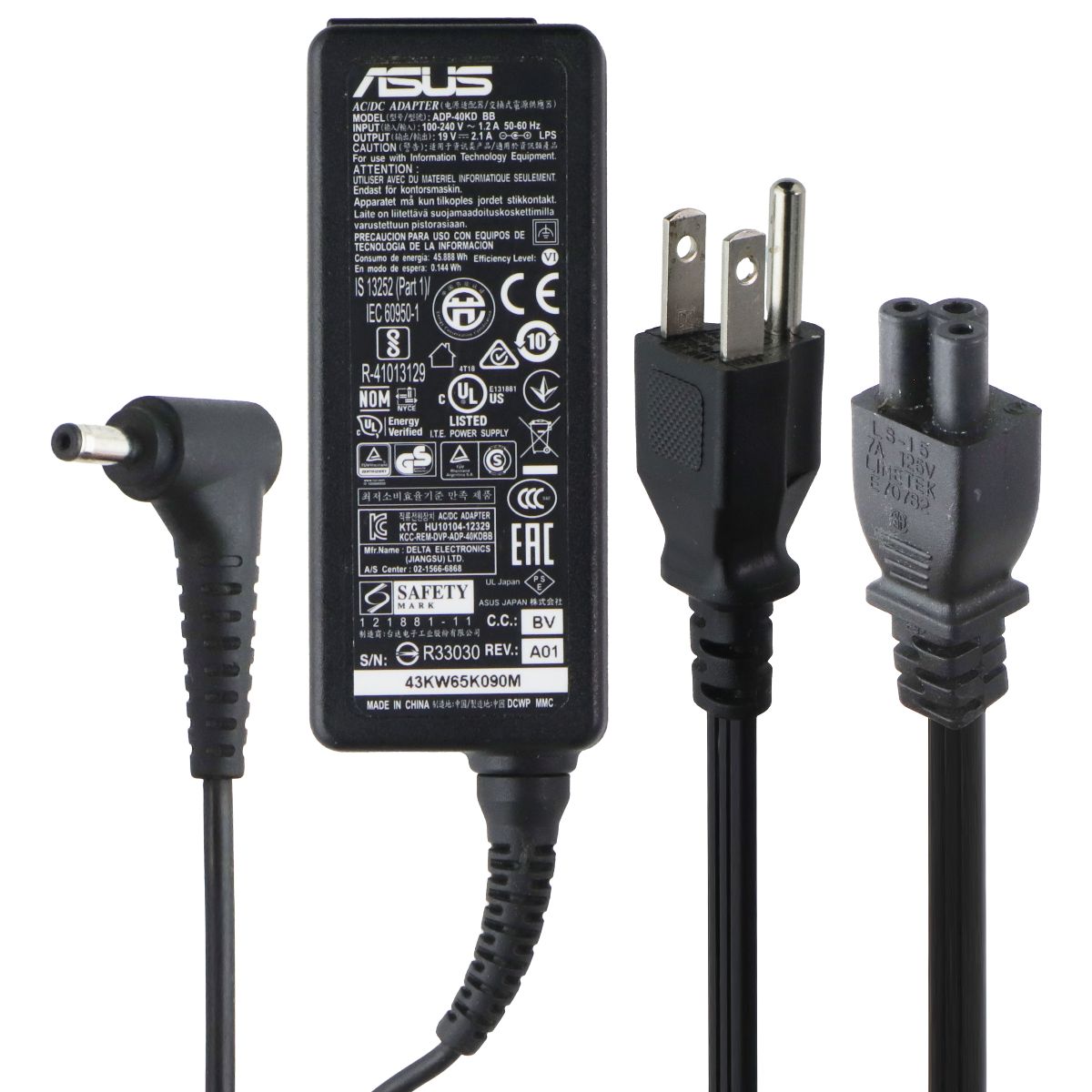 ASUS (19V / 2.1A) AC/DC Adapter Power Supply - Black (ADP-40KD BB) Multipurpose Batteries & Power - Multipurpose AC to DC Adapters ASUS - Simple Cell Bulk Wholesale Pricing - USA Seller