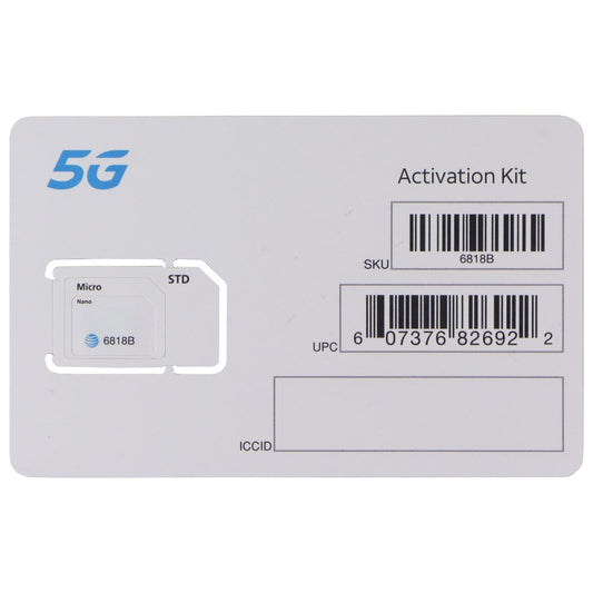 AT&T 5G SIM Card SKU 6818B - Triple Cut 3-in-1 - For Postpaid & Prepaid Devices Phone Cards & SIM Cards AT&T - Simple Cell Bulk Wholesale Pricing - USA Seller