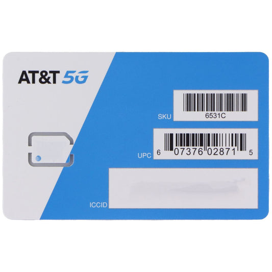 AT&T 5G Non-Activated Post & Prepaid Nano SIM Card - Blue (6531C) Phone Cards & SIM Cards AT&T - Simple Cell Bulk Wholesale Pricing - USA Seller