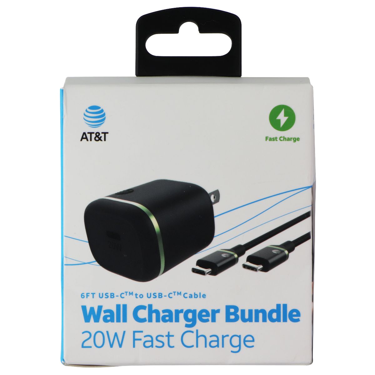 AT&T (20W) Fast Charge Wall Charger Bundle with USB-C (6-Ft) Charging ...