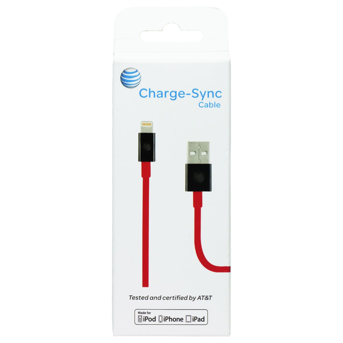 AT&T (4466F) 4Ft Charge & Sync Cable for iPhones - Red/Black Cell Phone - Cables & Adapters AT&T - Simple Cell Bulk Wholesale Pricing - USA Seller