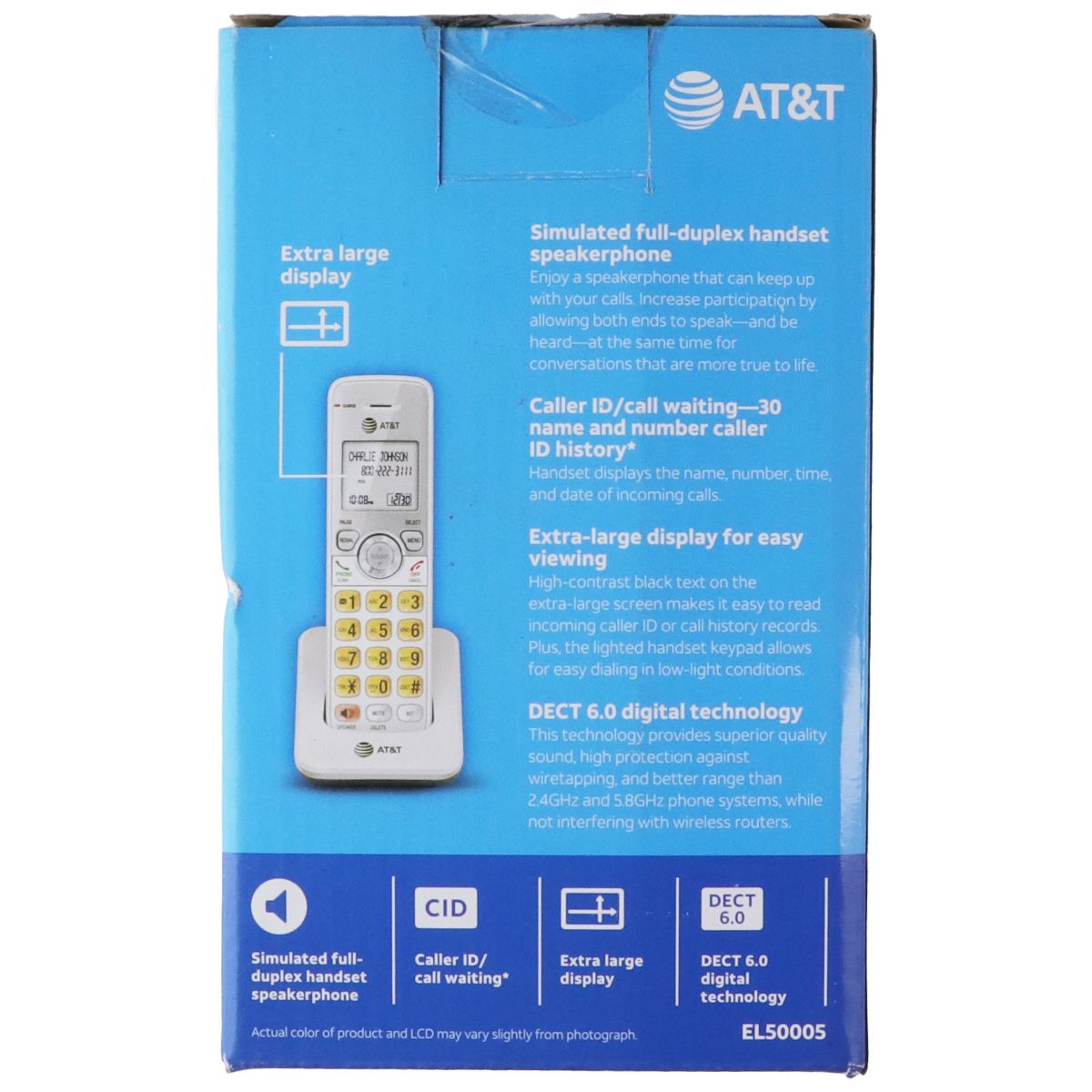 AT&T EL50005 Accessory Handset Cordless Telephone with Caller ID - Gray