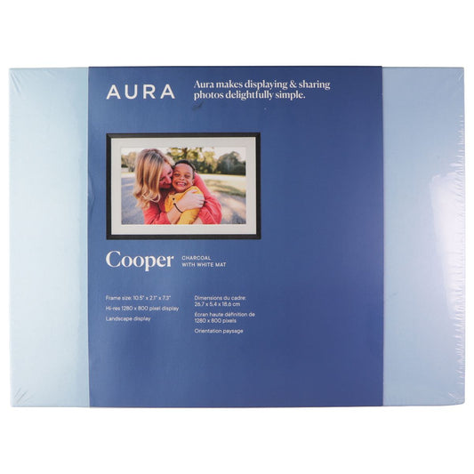 Aura (AFSC22-MAT) Cooper (10.1-in) Charcoal With White Mat Digital Picture Frame Digital Camera - Digital Photo Frames Aura    - Simple Cell Bulk Wholesale Pricing - USA Seller