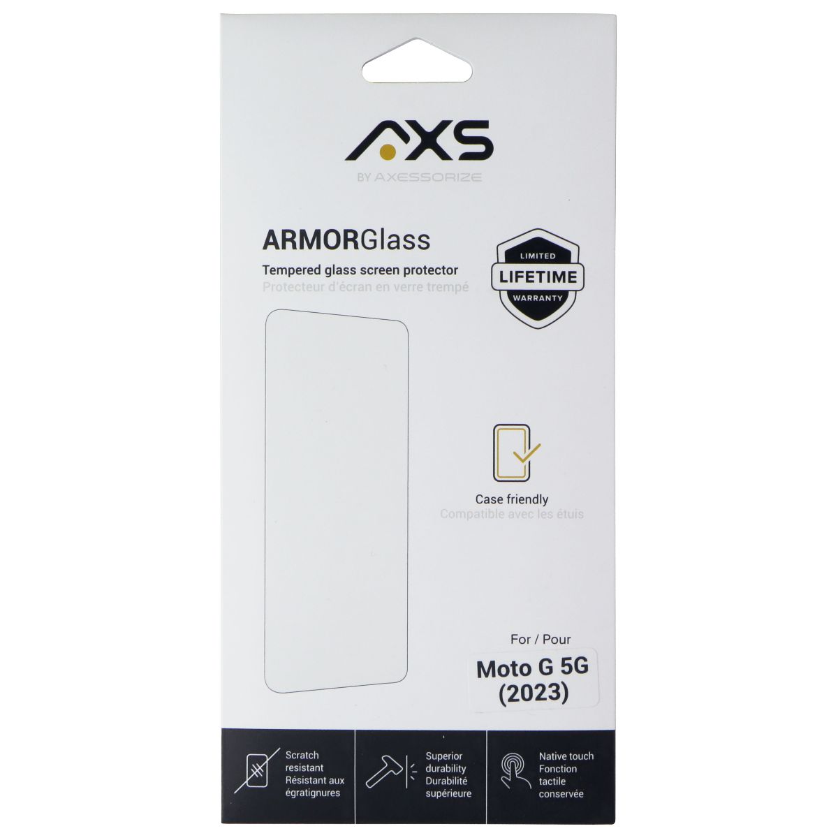 Axessorize AXS ArmorGlass Tempered Screen Protector for Moto G 5G (2023) Cell Phone - Screen Protectors Axessorize    - Simple Cell Bulk Wholesale Pricing - USA Seller