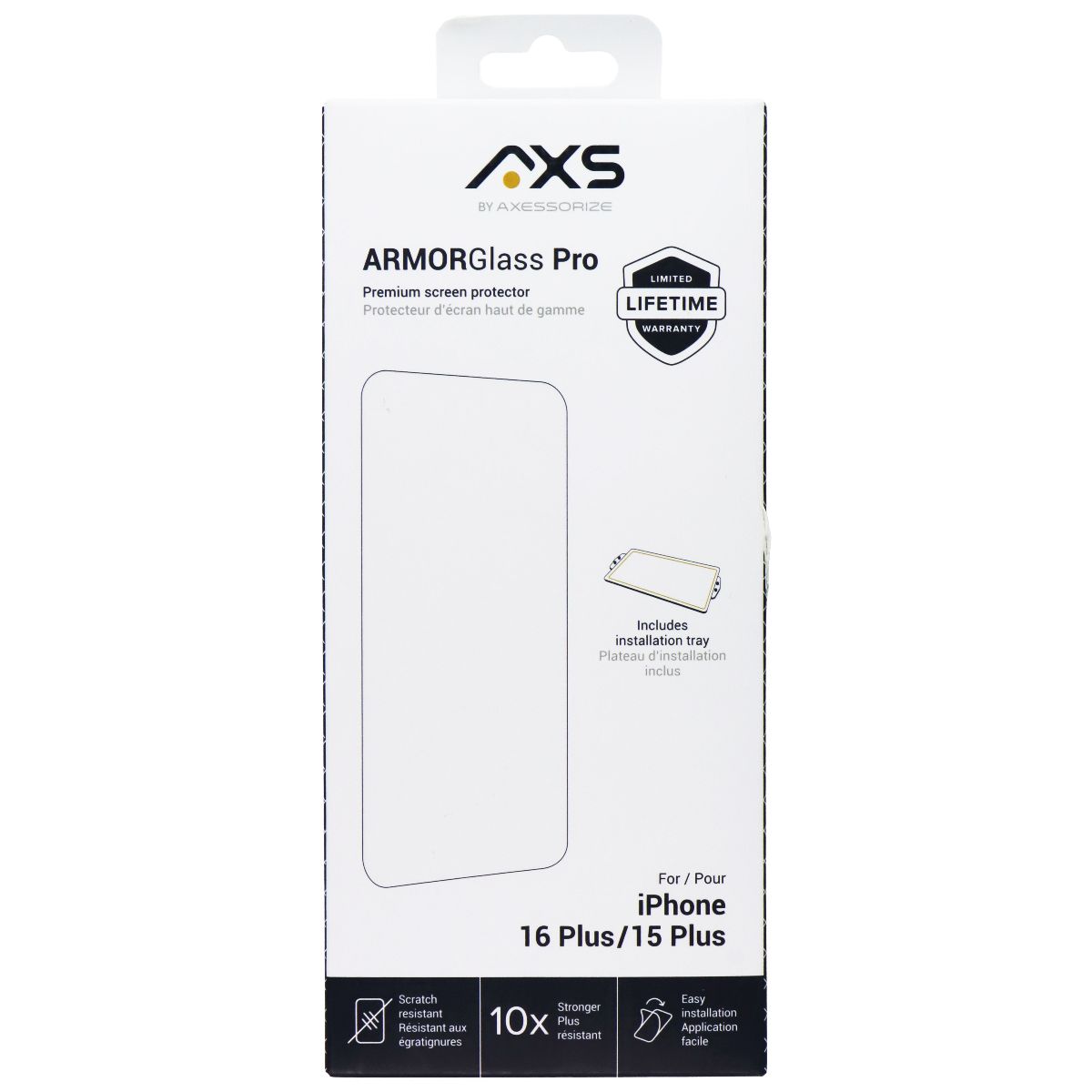 AXS ARMORGlass PRO Premium Screen Protector for Apple iPhone 16 Plus/15 Plus Cell Phone - Screen Protectors Axessorize - Simple Cell Bulk Wholesale Pricing - USA Seller