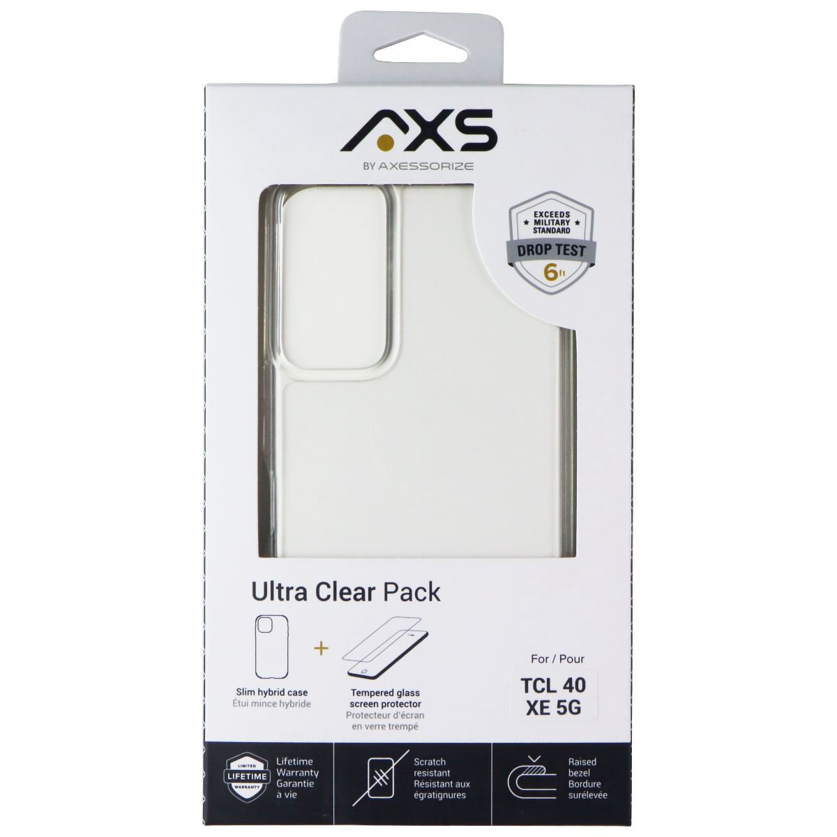 Axessorize Ultra Clear Pack (Glass + Slim Hybrid Case) for TCL 40 XE 5G - Clear Cell Phone - Cases, Covers & Skins Axessorize - Simple Cell Bulk Wholesale Pricing - USA Seller