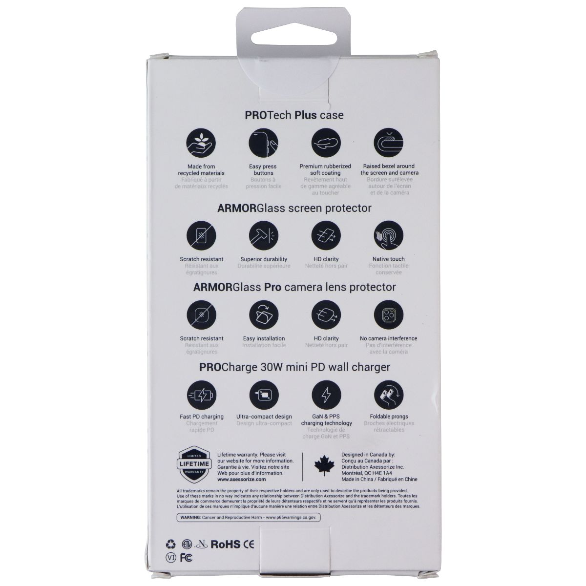 AXS Essential Bundle - Case/Screen/Charger/Lens for Apple iPhone 16 Pro - Black Cell Phone - Accessory Bundles Axessorize - Simple Cell Bulk Wholesale Pricing - USA Seller