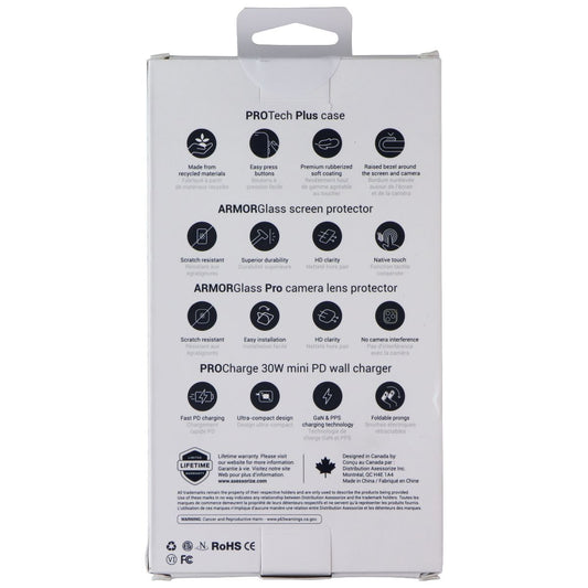 AXS Essential Bundle - Case/Screen/Charger/Lens for Apple iPhone 16 Pro - Black Cell Phone - Accessory Bundles Axessorize - Simple Cell Bulk Wholesale Pricing - USA Seller