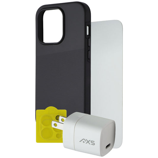 Axessorize Essential Bundle Case/Screen/Charger/Lens for iPhone 15 Pro - Black Cell Phone - Accessory Bundles Axessorize - Simple Cell Bulk Wholesale Pricing - USA Seller