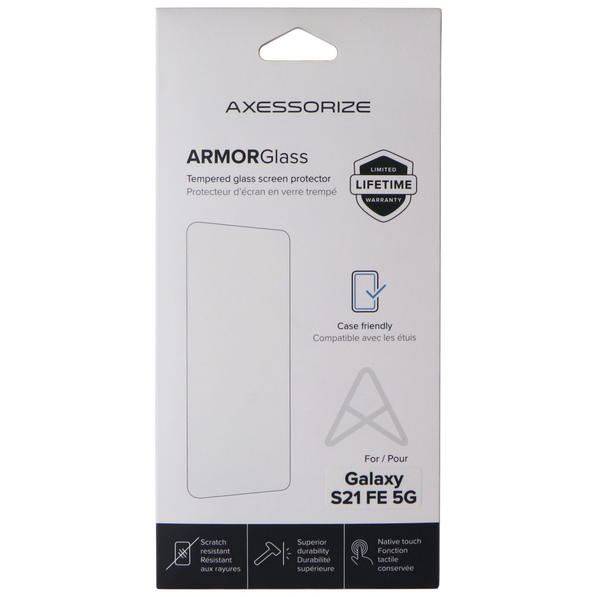 Axessorize ArmorGlass Tempered Glass for Samsung Galaxy S21 FE 5G Cell Phone - Screen Protectors Axessorize - Simple Cell Bulk Wholesale Pricing - USA Seller