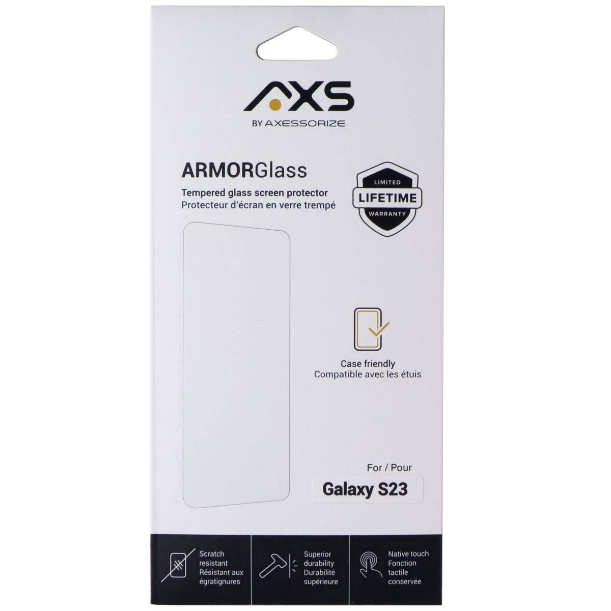 Axessorize ArmorGlass Tempered Glass for Samsung Galaxy S23 Cell Phone - Screen Protectors Axessorize - Simple Cell Bulk Wholesale Pricing - USA Seller