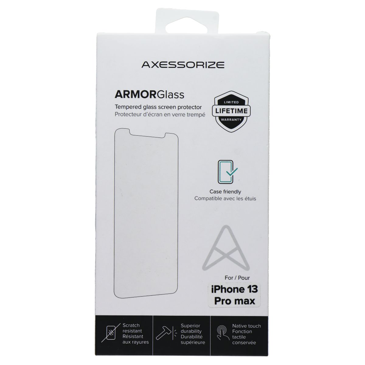 Aaxessorize Armorglass Tempered Screen Protector for iPhone 13 Pro Max Cell Phone - Screen Protectors Axessorize    - Simple Cell Bulk Wholesale Pricing - USA Seller