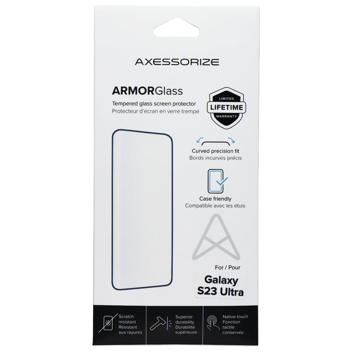 Axessorize ArmorGlass Screen Protector for Samsung Galaxy S23 Ultra Cell Phone - Screen Protectors Axessorize - Simple Cell Bulk Wholesale Pricing - USA Seller
