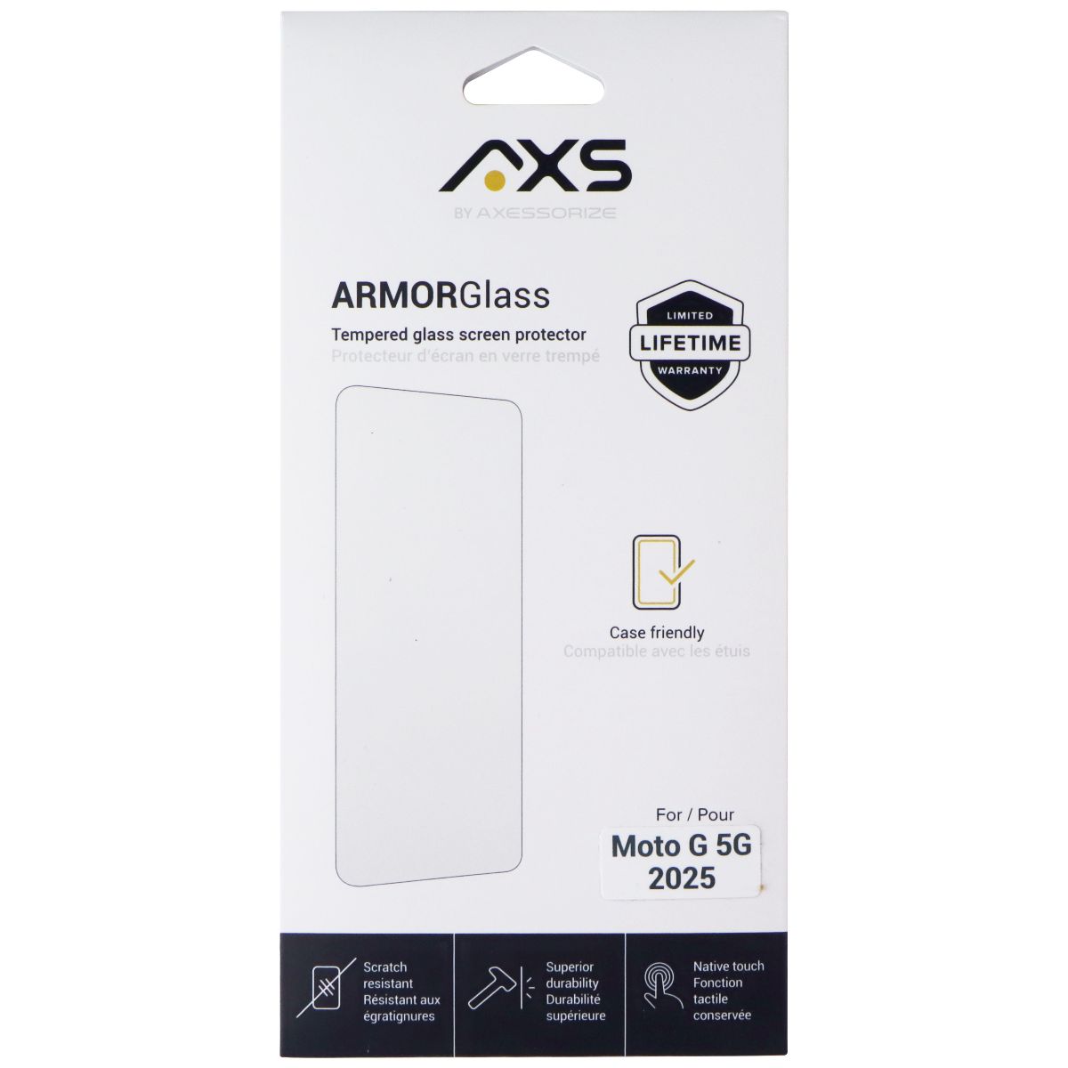 AXS ArmorGlass Tempered Glass Screen Protector for Motorola Moto G 5G 2025 Cell Phone - Screen Protectors AXS - Simple Cell Bulk Wholesale Pricing - USA Seller
