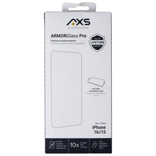 AXS ArmorGlass Pro Premium Screen Protector for iPhone 16/15 - Clear Cell Phone - Screen Protectors AXS - Simple Cell Bulk Wholesale Pricing - USA Seller