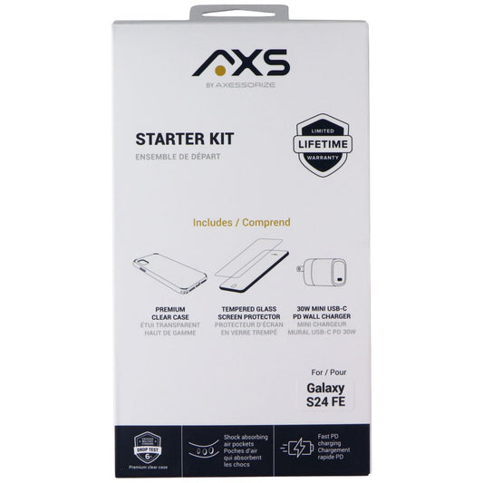 AXS Starter Kit (Case + Glass + Charger) for Samsung Galaxy S24 FE - Clear Cell Phone - Cases, Covers & Skins AXS - Simple Cell Bulk Wholesale Pricing - USA Seller