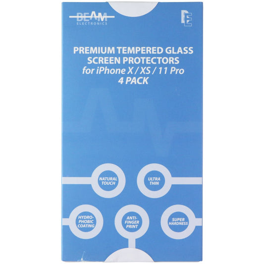 Beam Tempered Glass Screen Protectors for iPhone X/XS/11 Pro - 4 Pack Cell Phone - Screen Protectors Beam - Simple Cell Bulk Wholesale Pricing - USA Seller