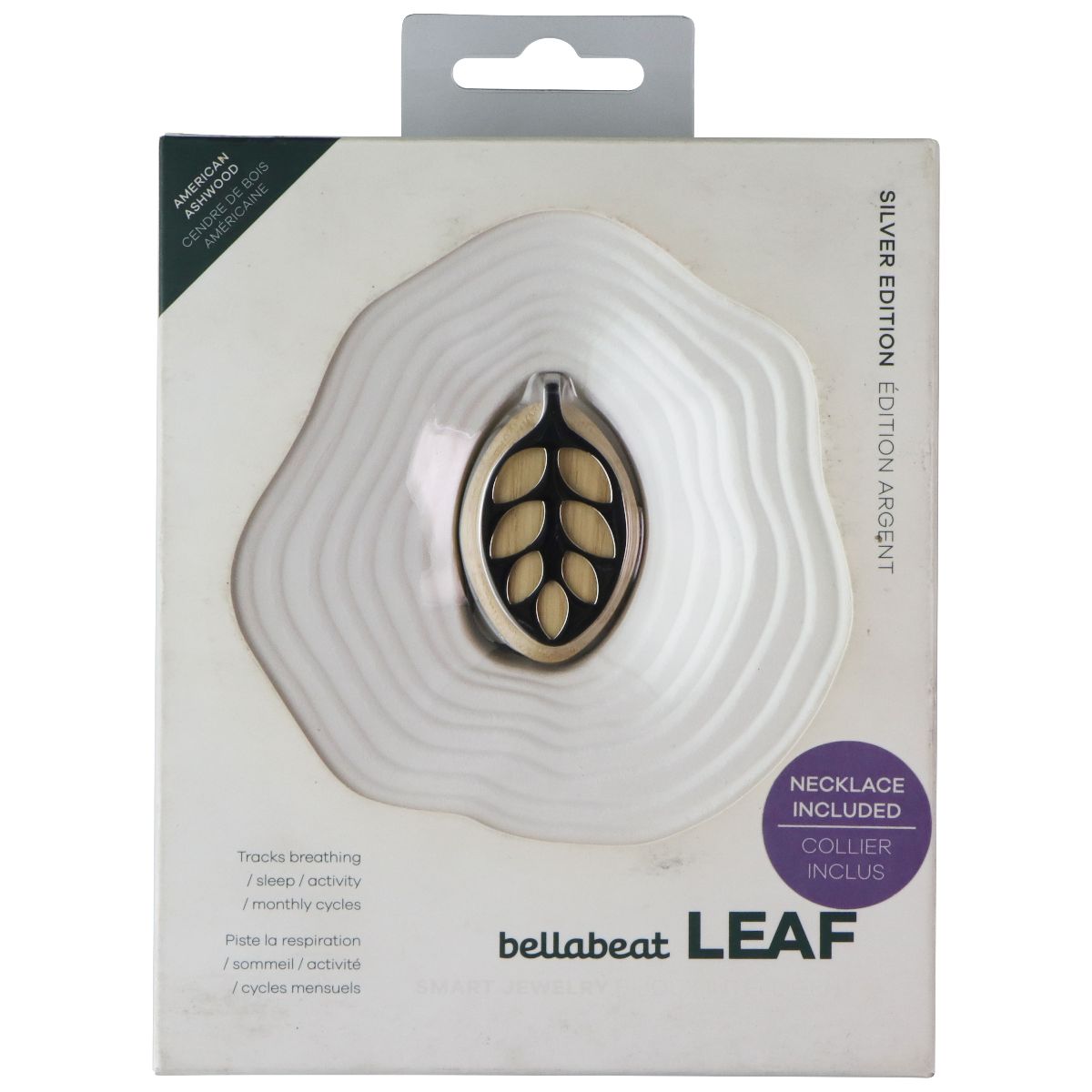 Bellabeat LEAF Activity Tracker with Necklace - Natural Blackwood/Silver Edition Fitness Technology - Activity Trackers Bellabeat - Simple Cell Bulk Wholesale Pricing - USA Seller