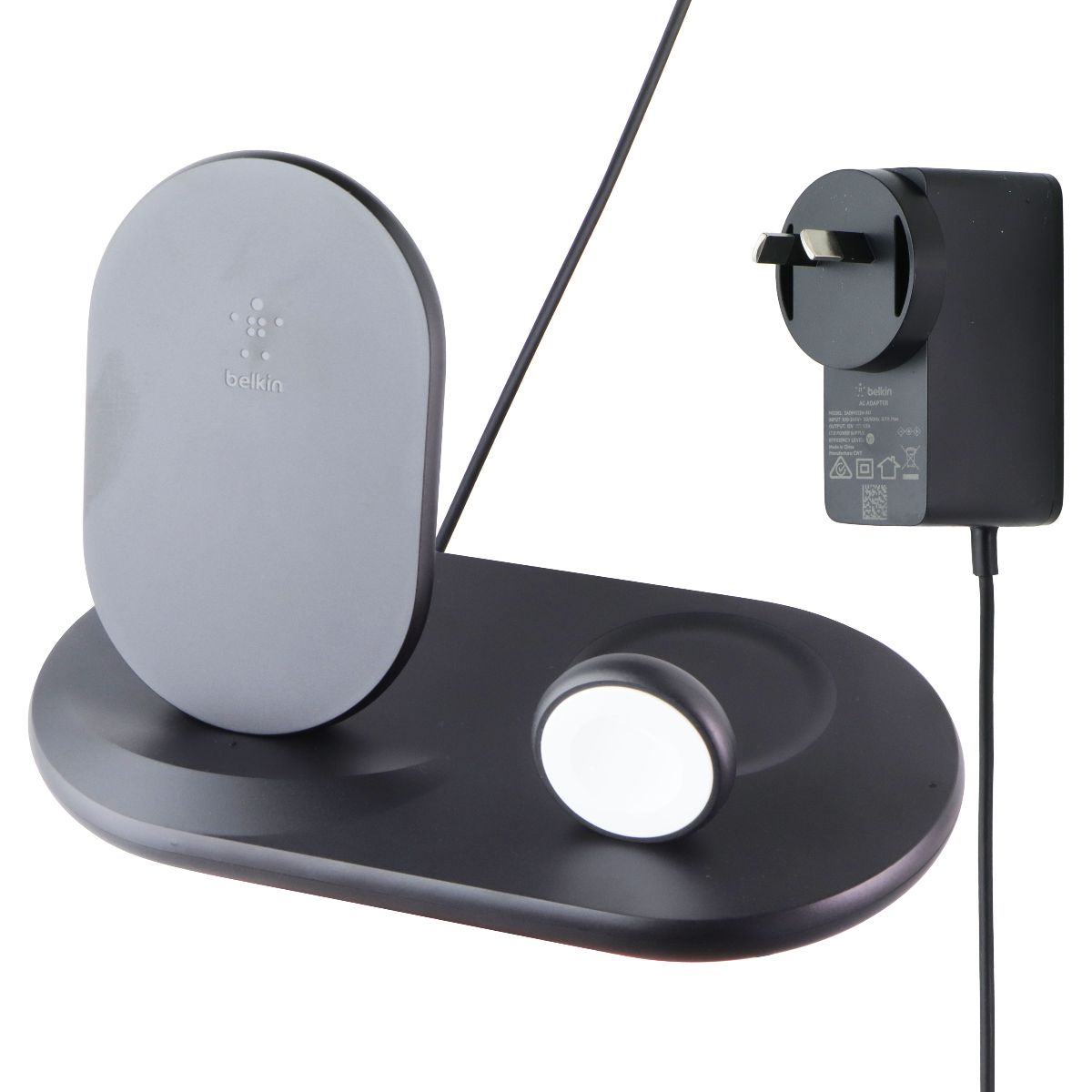 Belkin Wireless 10W Qi Stand for iPhone, AirPod & Apple Watch - Black (AU Plug) Cell Phone - Chargers & Cradles Belkin - Simple Cell Bulk Wholesale Pricing - USA Seller