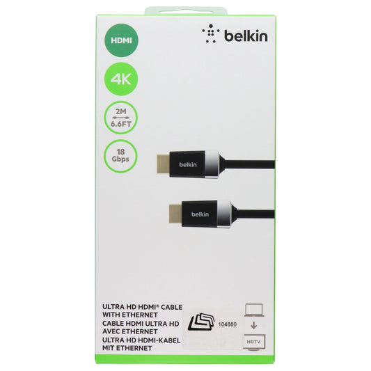 Belkin 6.6 Foot Ultra HD High-Speed HDMI Cable with Ethernet - Black Computer/Network - Other Cables Belkin - Simple Cell Bulk Wholesale Pricing - USA Seller