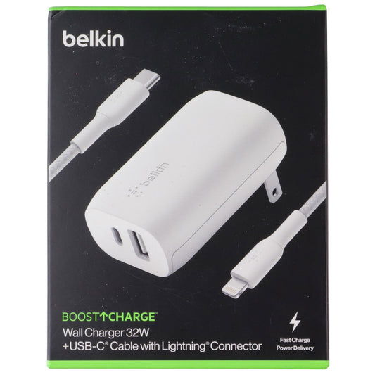 Belkin 32W BoostCharge Dual Port Wall Charger + USB-C to 8-Pin Cable - White Cell Phone - Chargers & Cradles Belkin - Simple Cell Bulk Wholesale Pricing - USA Seller