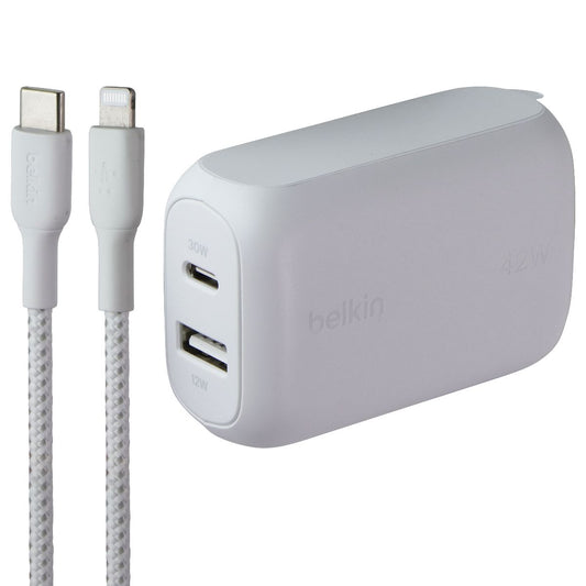 Belkin BoostCharge 42W Dual USC-C/USB-A Wall Charger + USB-C to 8-Pin Cable Cell Phone - Chargers & Cradles Belkin - Simple Cell Bulk Wholesale Pricing - USA Seller