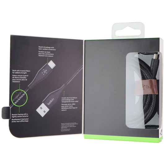 Belkin DuraTek Plus (1.8M/6FT) USB-A to USB-C Cable with Leather Strap - Black Cell Phone - Cables & Adapters Belkin - Simple Cell Bulk Wholesale Pricing - USA Seller