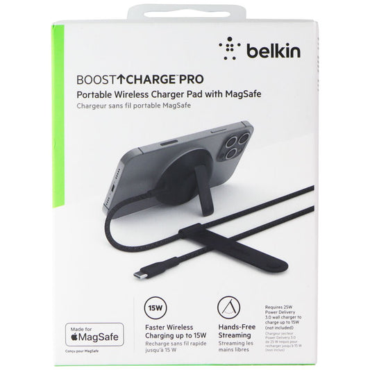 Belkin (15W) Boost Charge Pro Portable Wireless Charger Pad with MagSafe - Black Cell Phone - Chargers & Cradles Belkin    - Simple Cell Bulk Wholesale Pricing - USA Seller