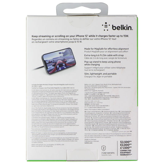 Belkin (15W) Boost Charge Pro Portable Wireless Charger Pad with MagSafe - Black Cell Phone - Chargers & Cradles Belkin    - Simple Cell Bulk Wholesale Pricing - USA Seller