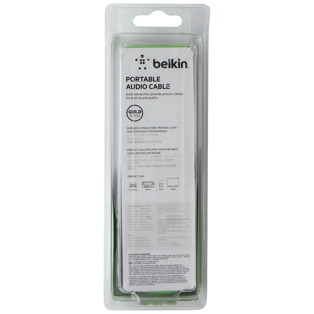 Belkin 2M Gold Plated Portable Audio Cable - Black Portable Audio - Cables & Adapters Belkin - Simple Cell Bulk Wholesale Pricing - USA Seller