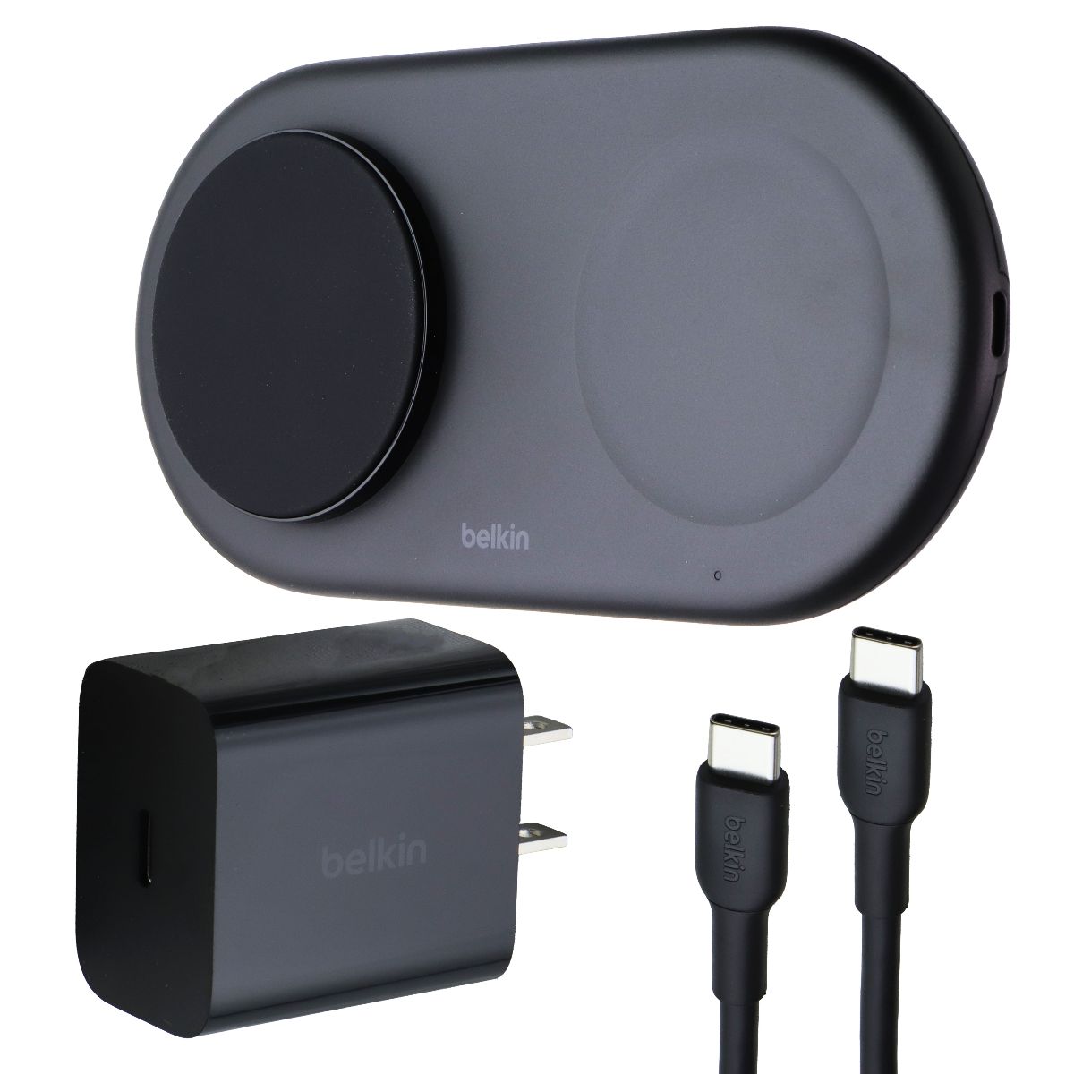 Belkin BoostCharge Pro (15W) 2-in-1 Qi2/MagSafe Magnetic Charging Pad - Black Cell Phone - Chargers & Cradles Belkin - Simple Cell Bulk Wholesale Pricing - USA Seller