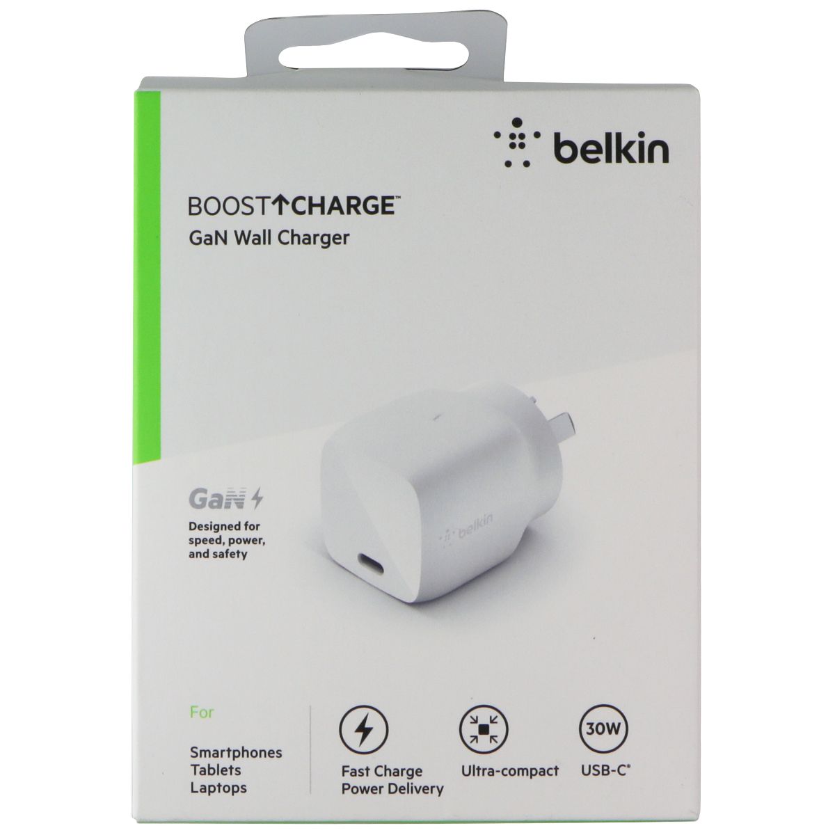Belkin BoostCharge 30W USB-C GAN Wall Charger - White (AUSTRALIAN PLUG) Cell Phone - Cases, Covers & Skins Belkin - Simple Cell Bulk Wholesale Pricing - USA Seller