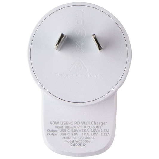 Belkin BoostCharge 40W Dual Port USB-C Wall Charger - White (AU Plug) Cell Phone - Chargers & Cradles Belkin - Simple Cell Bulk Wholesale Pricing - USA Seller