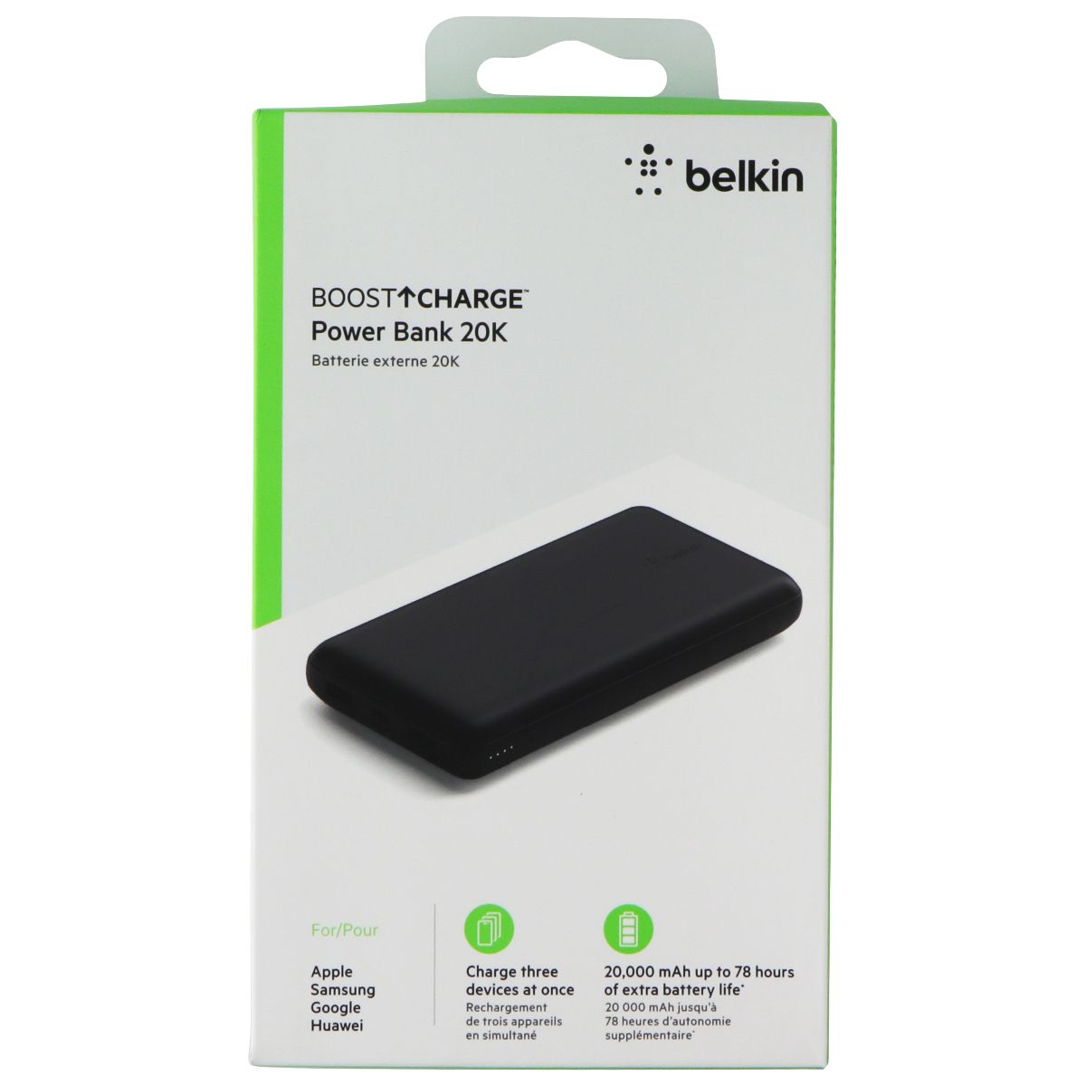 Belkin BoostCharge (20K mAh) Portable Power Bank with USB-A/USB-C Ports - Black Cell Phone - Chargers & Cradles Belkin - Simple Cell Bulk Wholesale Pricing - USA Seller