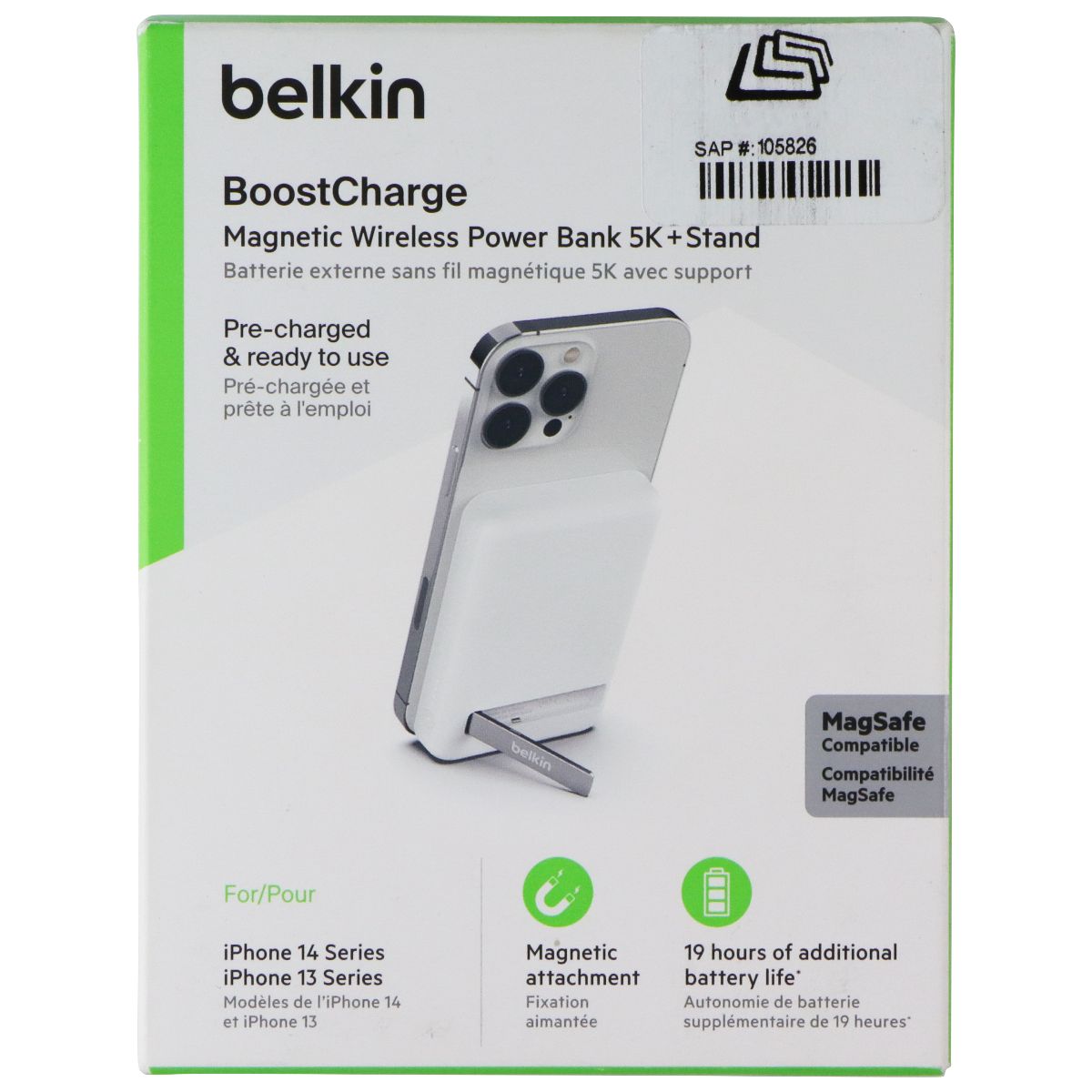 Belkin BoostCharge Wireless Magnetic Power Bank + Stand - White (BPD004BTWT)