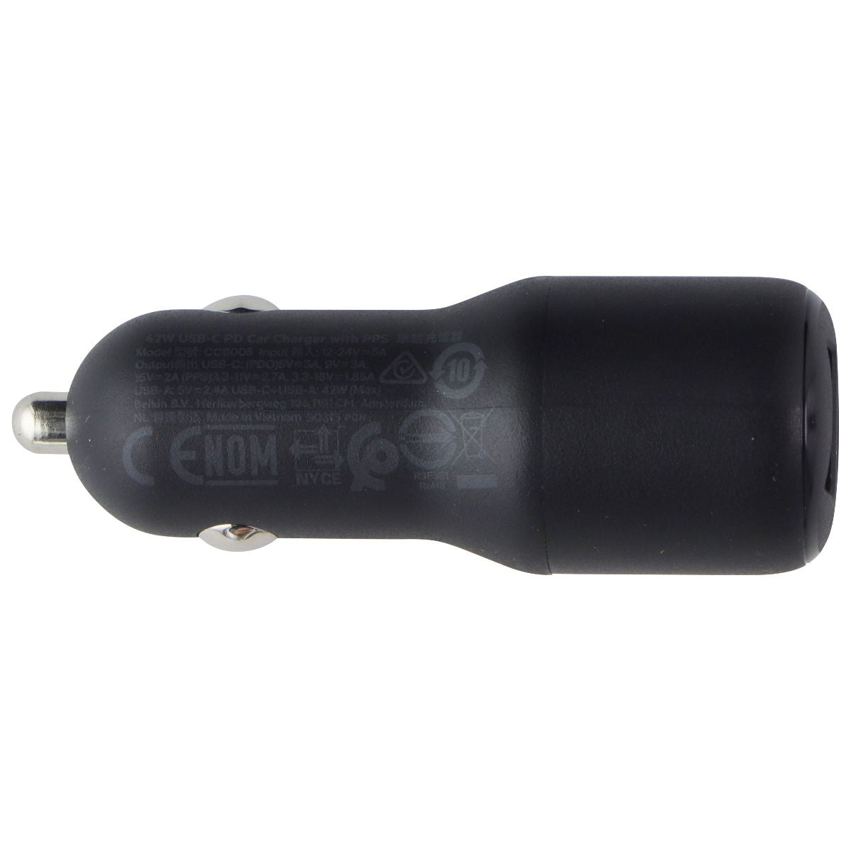 Belkin BoostCharge 42W Dual USB-A/USB-C Car Charger w/ USB-C/8-pin Cable - Black Cell Phone - Chargers & Cradles Belkin - Simple Cell Bulk Wholesale Pricing - USA Seller